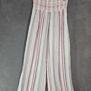 American Original Rewash Brand Womens Medium Wide Leg Pullup Pants Stripe Linen